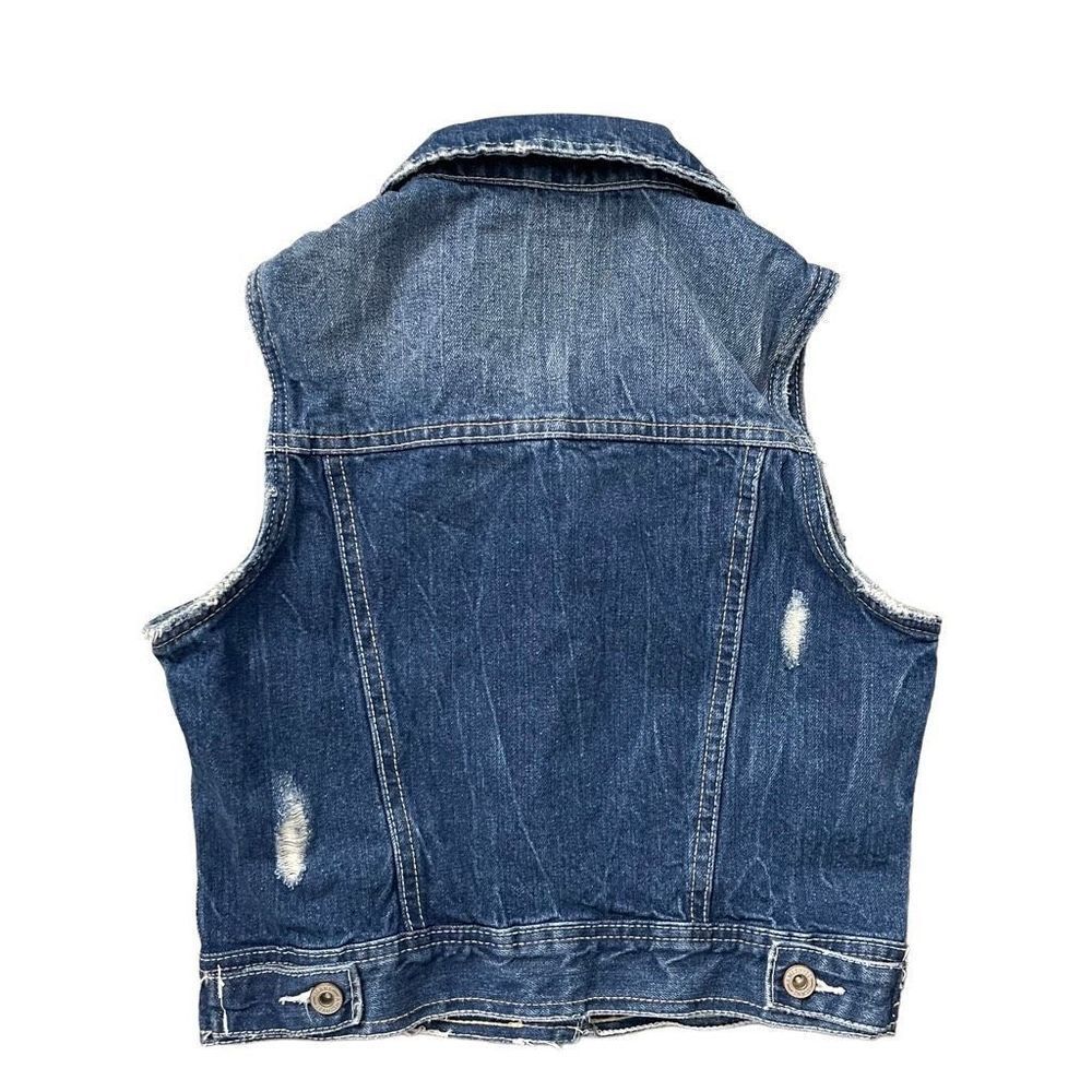 Amethyst Jeans Girl’s Distressed Ripped Sleeveless Button Front Denim Vest Small - Picture 6 of 12